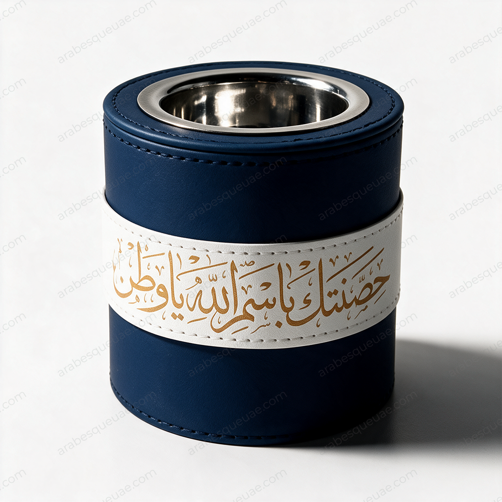 Mudakhan | Navy & White Leather – “حصنتك باسم الله يا وطن”